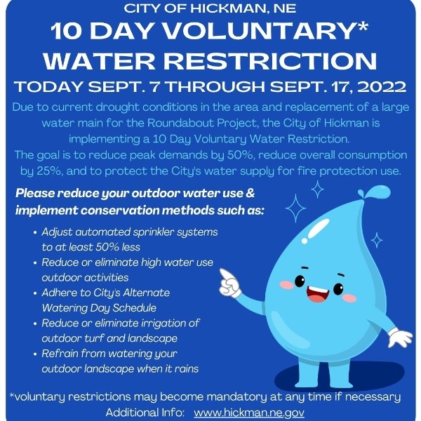 City of Hickman 10 Day Voluntary Water Restriction